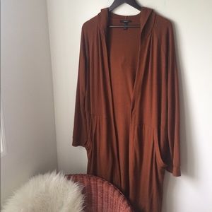 Hooded very long cardigan